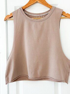 Offline by Aerie High Neck Cutout Muscle Tank Top Tan Mauve Pink Size Small